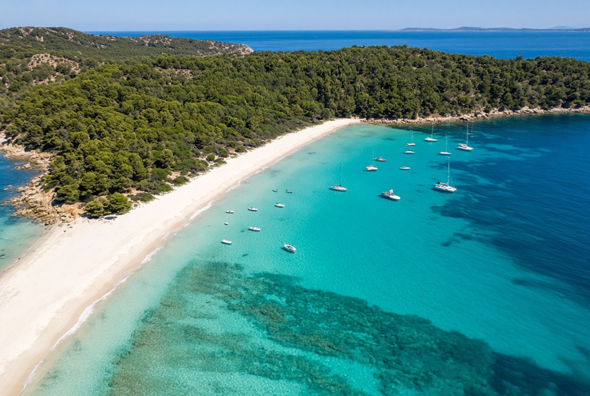 Plage et eaux turquoise de Porquerolles